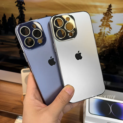 GLASS CAMERA LENS SHELL CASE FOR IPHONE 16 TO 12 theroxymob