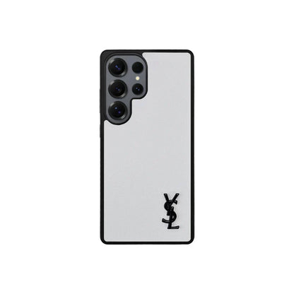 Luxury White Saffiano Case for Samsung S22-S26 Series