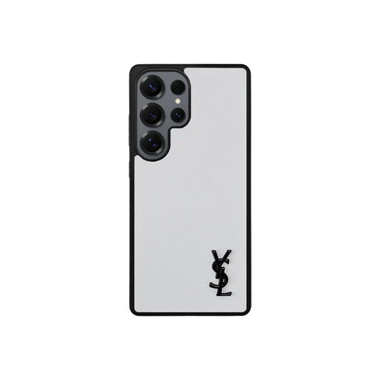 Luxury White Saffiano Case for Samsung S22-S26 Series