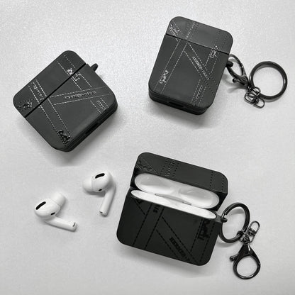 Hermès-Inspired Matte Ribbon Case with Keychain for AirPods Series